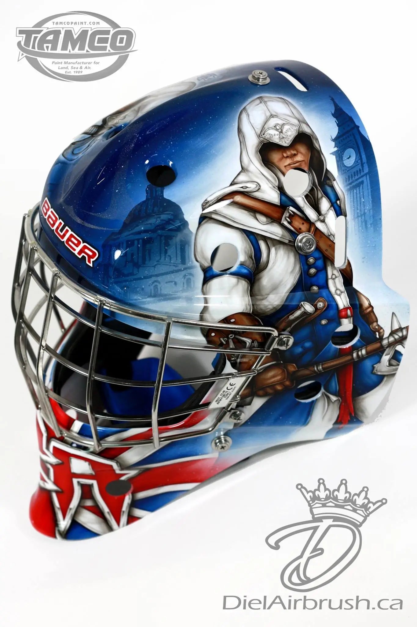Tamco Paint HC7677 Hi-Impact Clearcoat Kit on Goalie Mask 