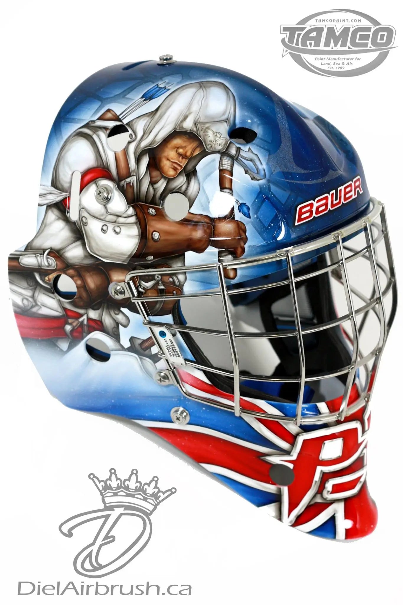 Tamco Paint HC7677 Hi-Impact Clearcoat Kit on Goalie Mask 