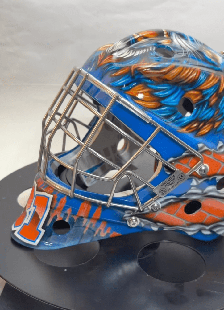 Tamco Paint HC9500 Hi-Speed Impact 30 Min Clearcoat Kit on Hockey Goalie Mask
