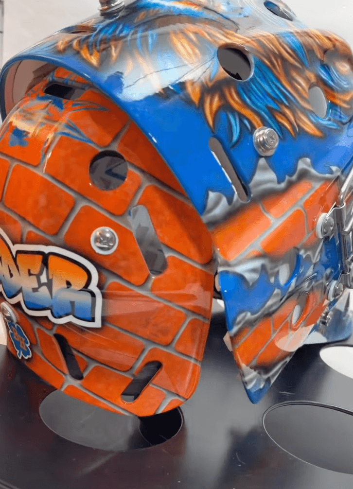 Tamco Paint HC9500 Hi-Speed Impact 30 Min Clearcoat Kit on Hockey Goalie Mask