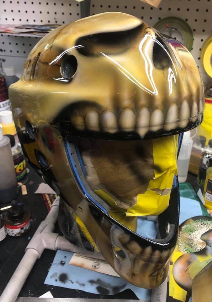 Tamco Paint Tamco Intensities and Butterscotch Schnapps Pearl on Hockey Helmet