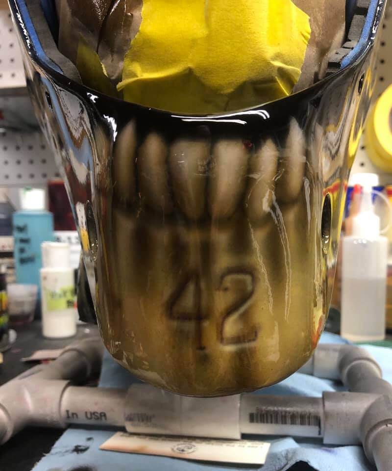 Tamco Paint Tamco Intensities and Butterscotch Schnapps Pearl on Hockey Helmet