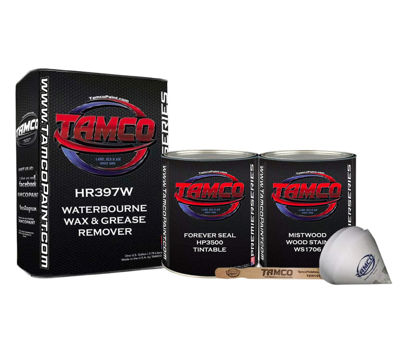 Tamco Paint Mistwood Wood Stain Quart with HR397 Waterbourne Wax & Grease Remver