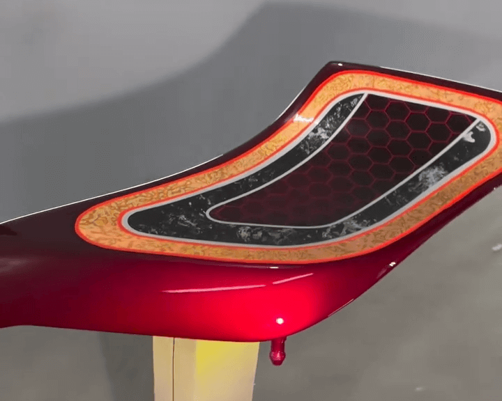 Tamco Paint OG Red CC and Cabernet Candy Pearl Basecoat on Motorcycle parts