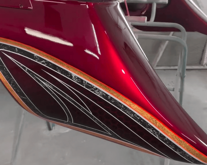 Tamco Paint OG Red CC and Cabernet Candy Pearl Basecoat on Motorcycle parts