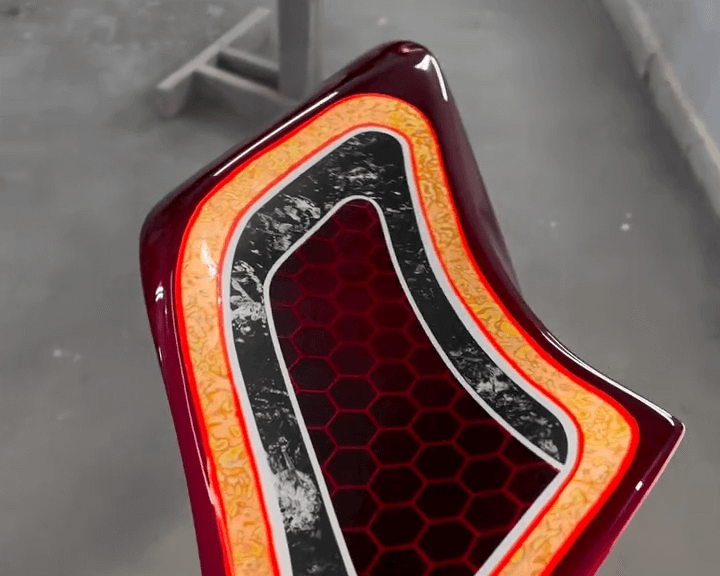 Tamco Paint OG Red CC and Cabernet Candy Pearl Basecoat on Motorcycle parts