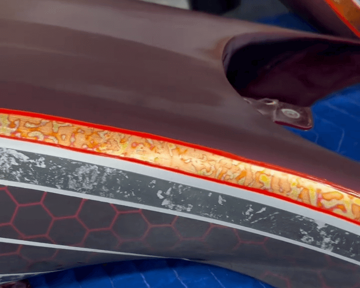 Tamco Paint OG Red CC and Cabernet Candy Pearl Basecoat on Motorcycle parts