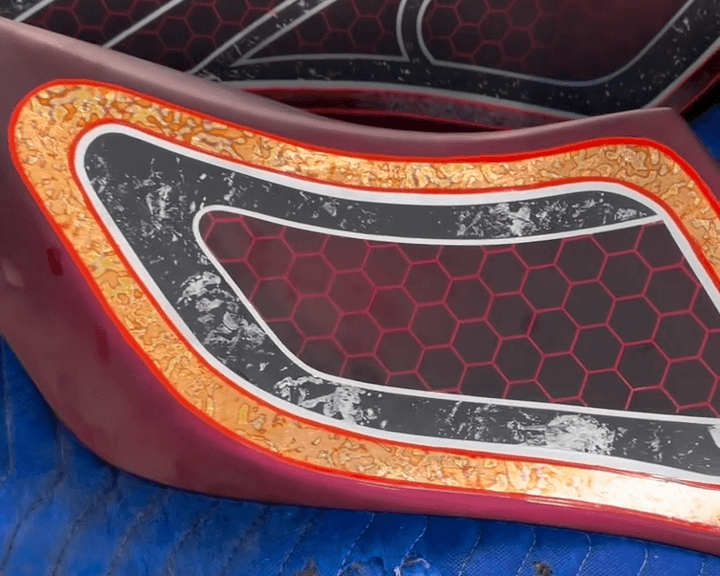 Tamco Paint OG Red CC and Cabernet Candy Pearl Basecoat on Motorcycle parts
