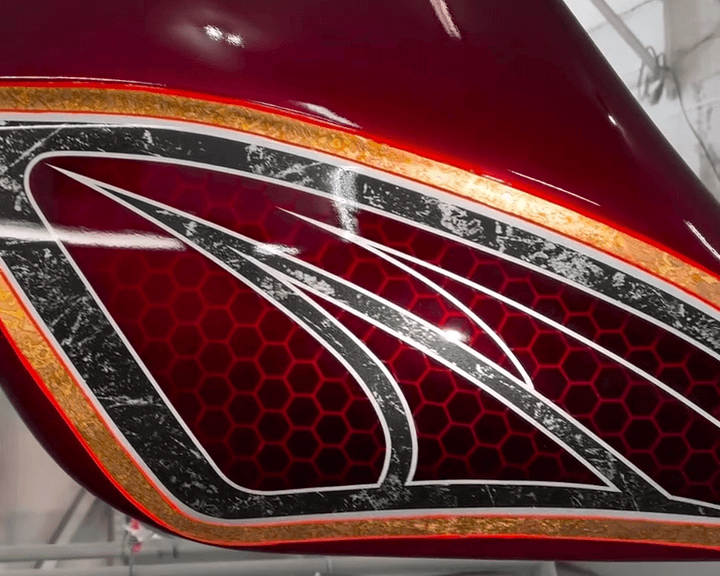 Tamco Paint OG Red CC and Cabernet Candy Pearl Basecoat on Motorcycle parts