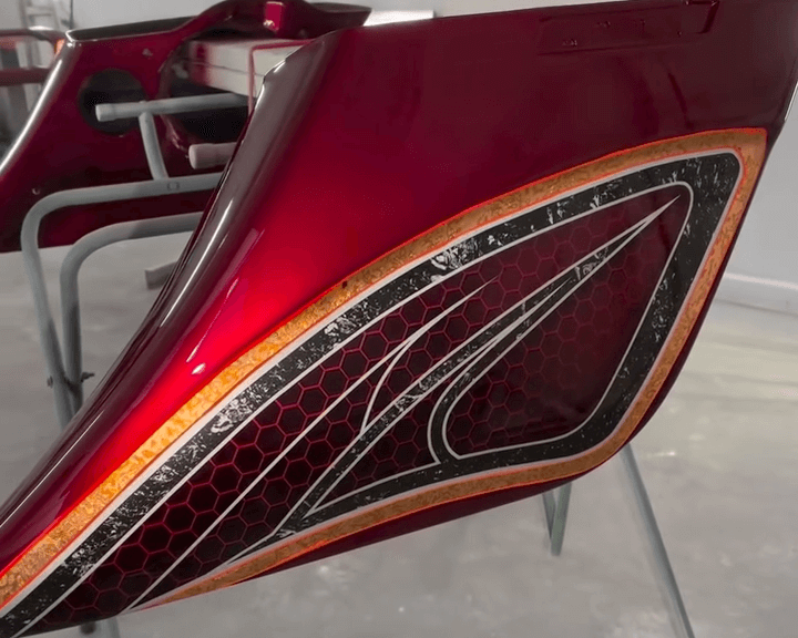 Tamco Paint OG Red CC and Cabernet Candy Pearl Basecoat on Motorcycle parts