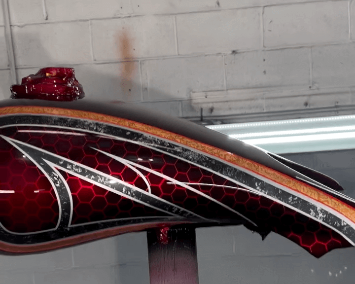 Tamco Paint OG Red CC and Cabernet Candy Pearl Basecoat on Motorcycle parts