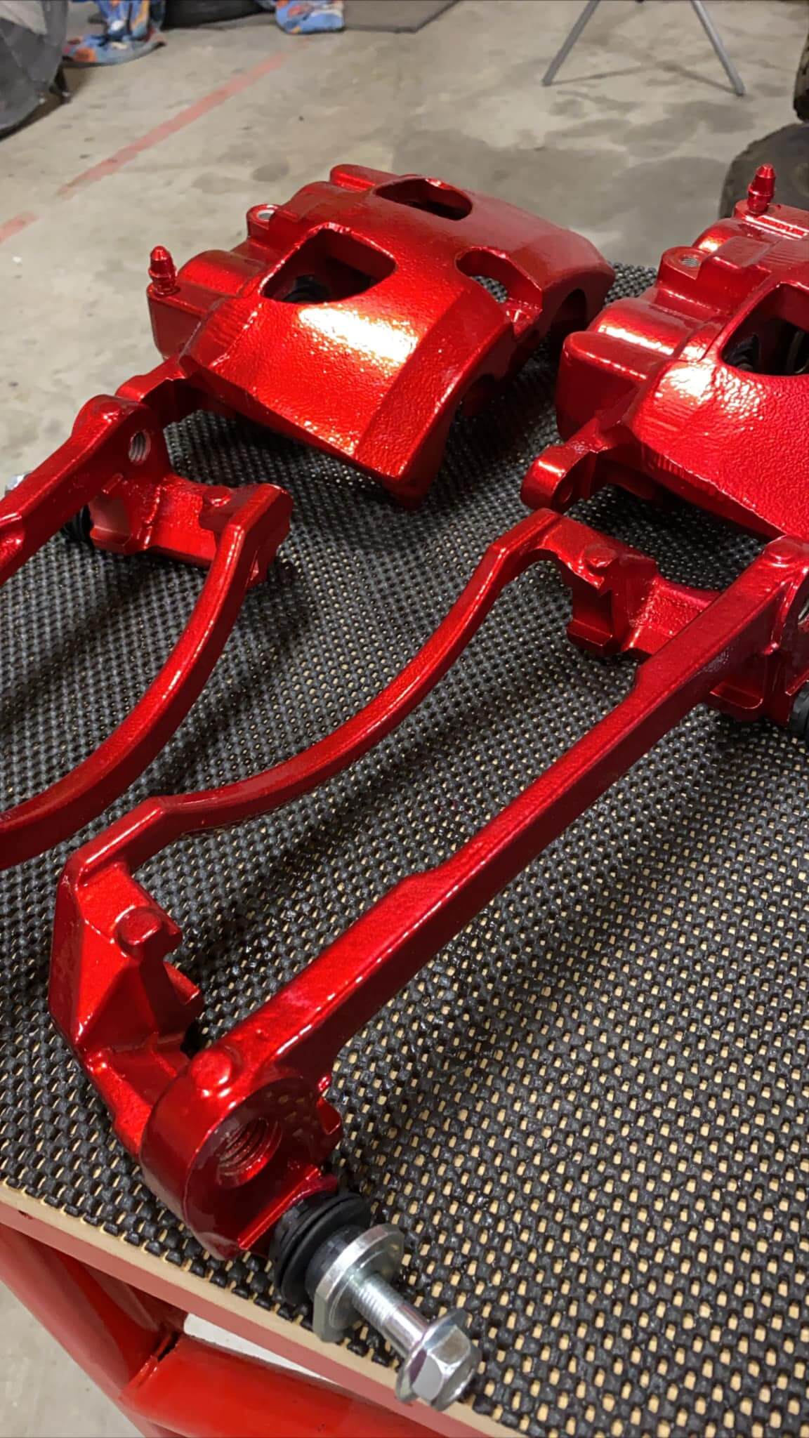 Tamco Paint OG Red Candy Concentrate and Sinister Triple Reboot Blue on Car Parts