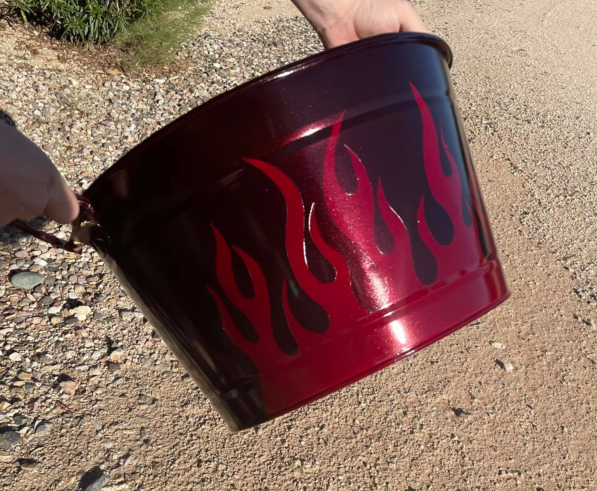 Tamco Paint OG Red Candy Pearl Basecoat on Metal Bucket