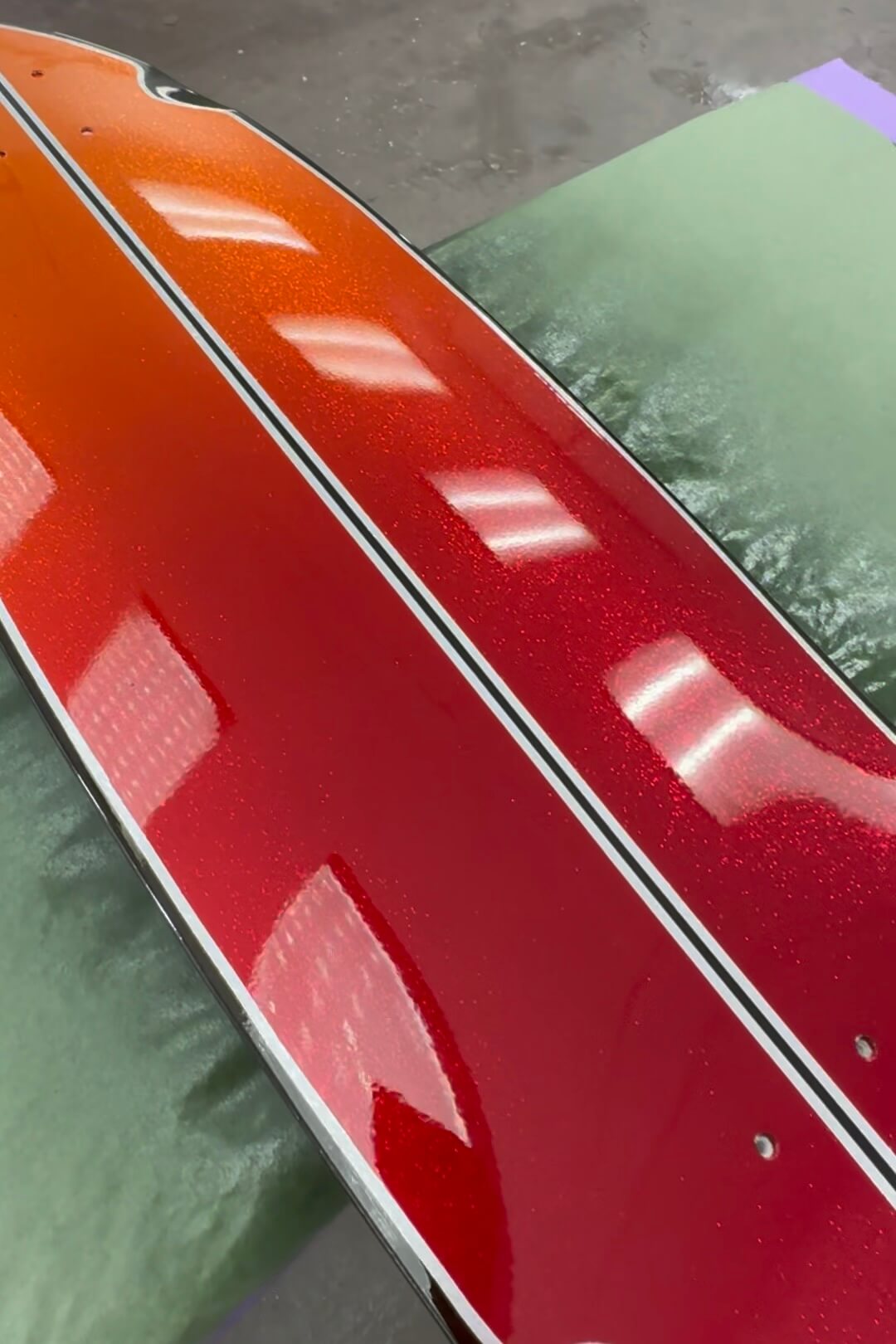 Tamco Paint OG Red & Tamgerine Candy Concentrate on 1980 Skateboard Deck