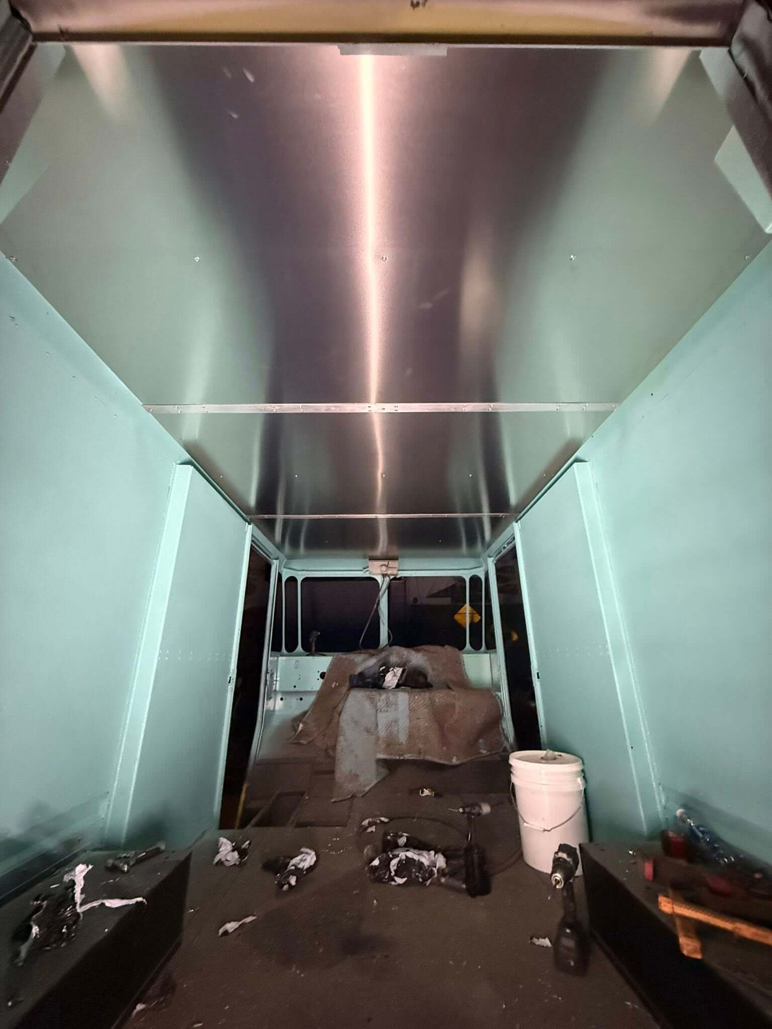 Tamco Paint RAL Lichtgruen on 1961 P100 Box Van Interior