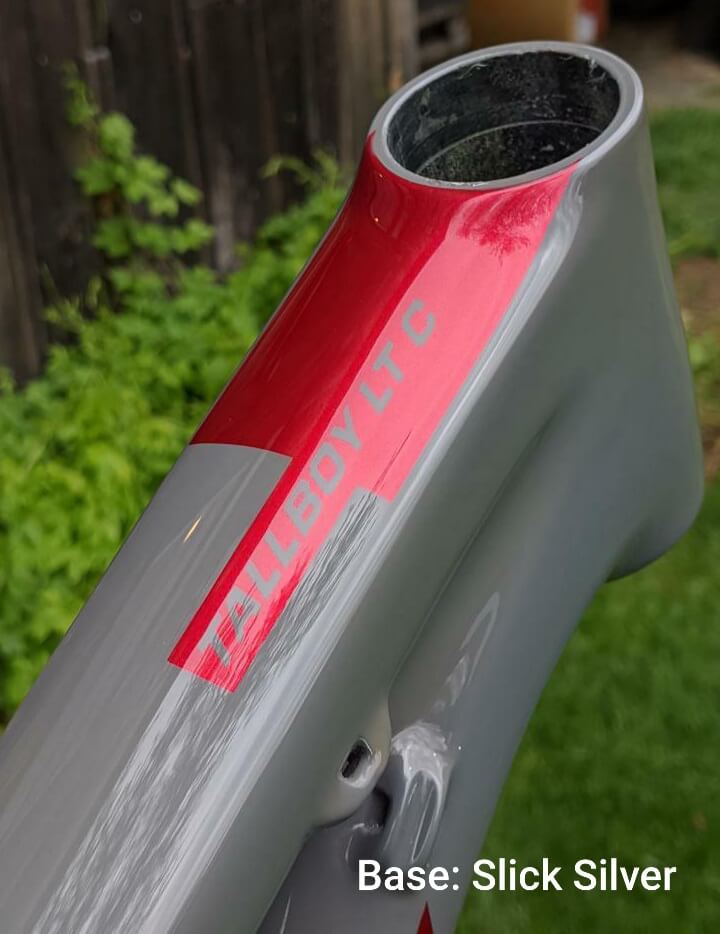 Tamco Paint Rock It Red on with Slick Silver on Bicycle Trance Fork 