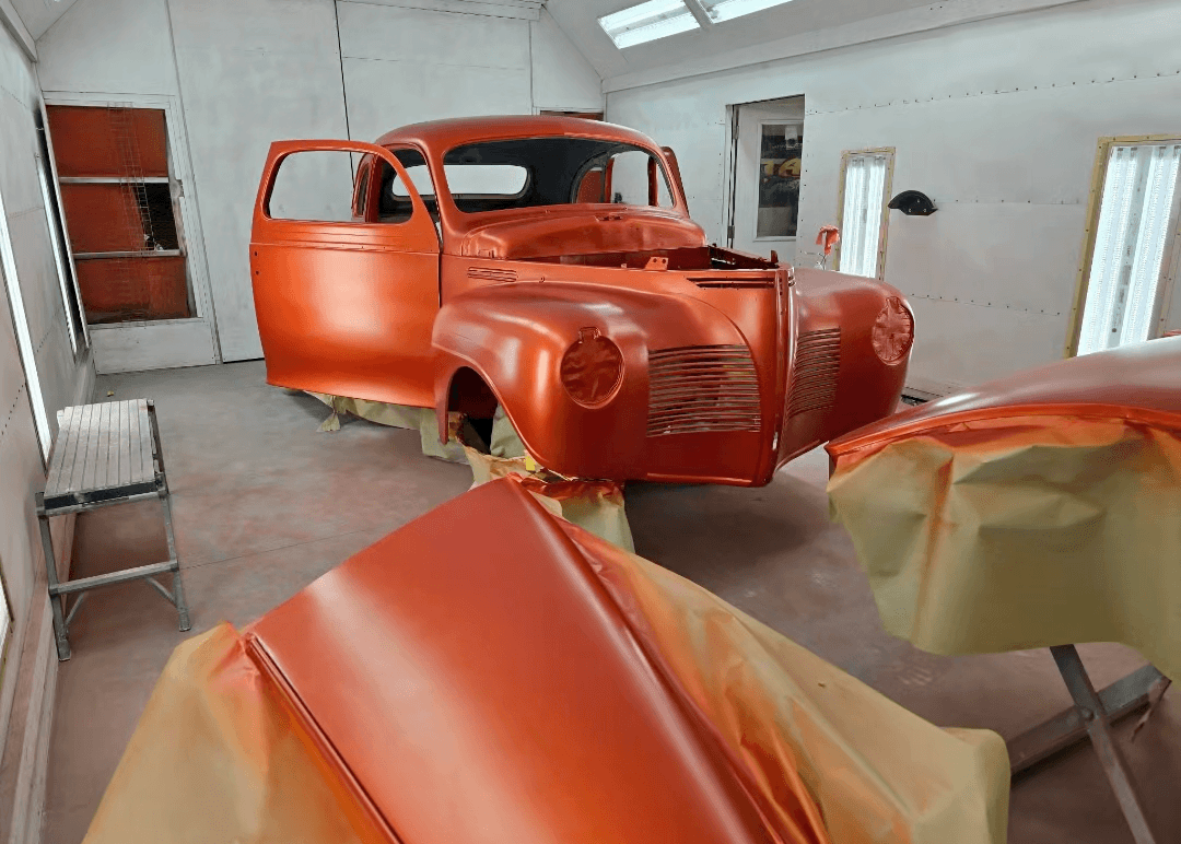 Tamco Paint Shocktop Orange on 1940 Plymouth