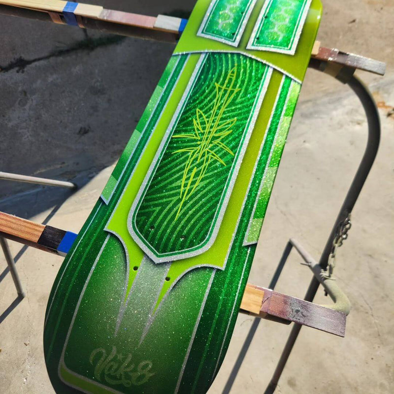 Sublime Green metal flaked skate deck