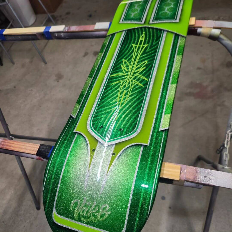 Sublime Green metal flaked skate deck