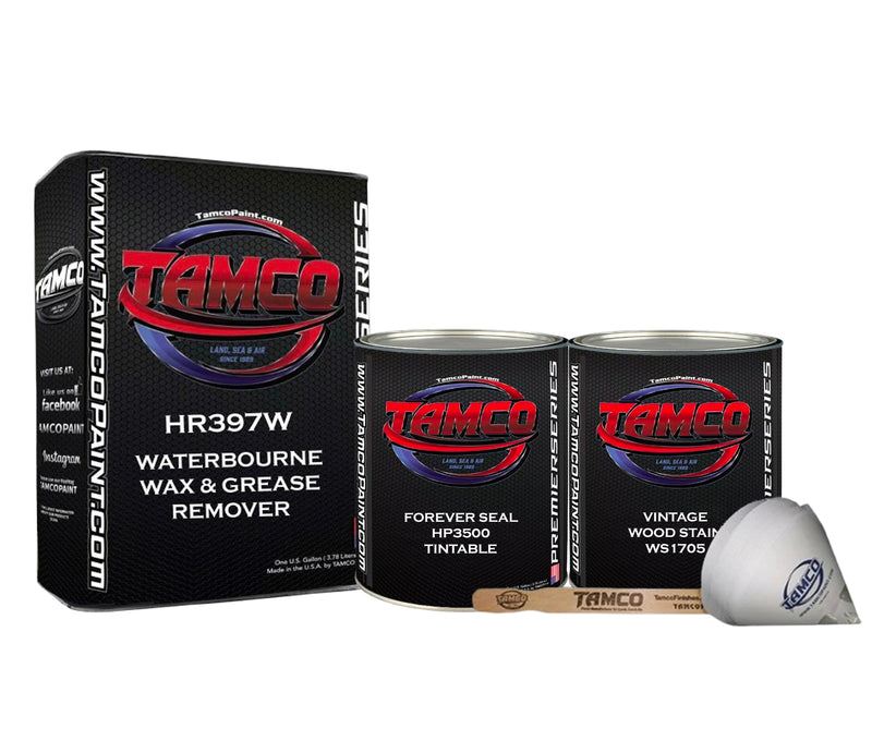 Tamco Paint Vintage Wood Stain Kit with HR397W Waterbourne Wax & Grease Remover