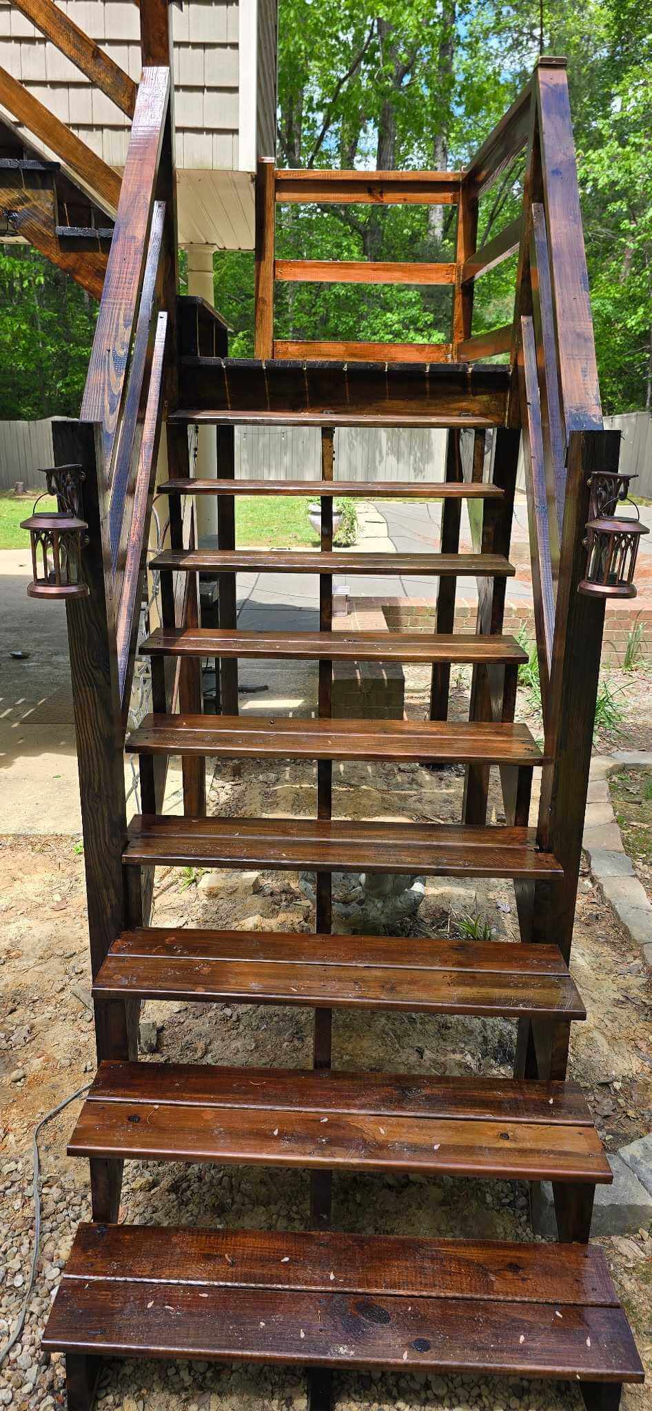 Tamco Paint Woodland Stain on Wooden Stairs