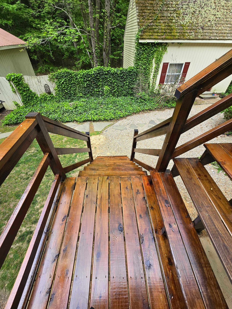 Tamco Paint Woodland Stain on Wooden Stairs