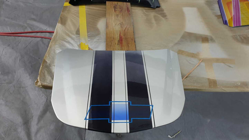 Tamco Concentrate Metal Custom White With Black Stripes Car Hood 