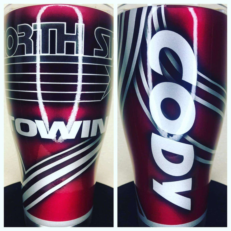 rock it red and white customized tumbler