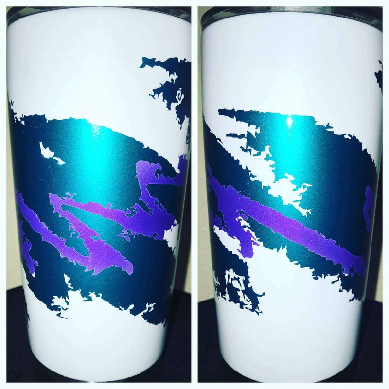 caribbean current with touch of white and purple tumbler